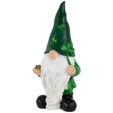 Northlight St. Patrick's Day Shamrock Gnome Outdoor Garden Statue