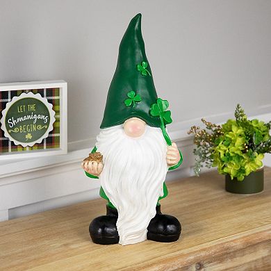 Northlight St. Patrick's Day Shamrock Gnome Outdoor Garden Statue