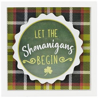 Northlight St. Patrick's Day "Let the Shenanigans Begin" Framed Wall Sign