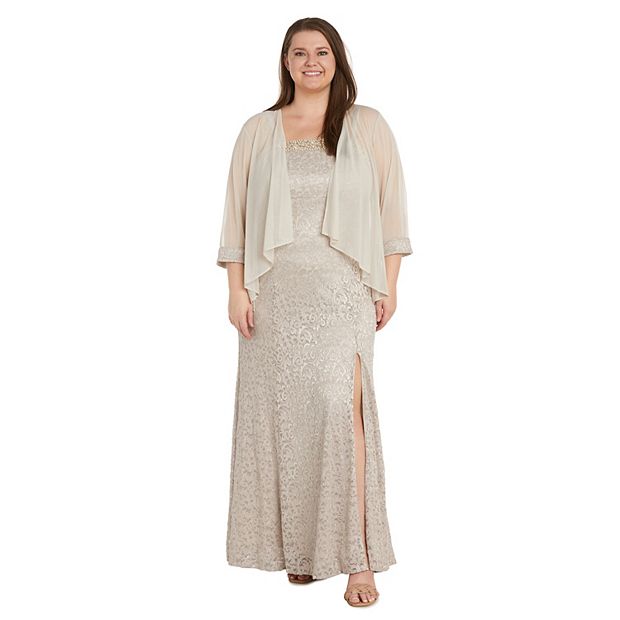 chinese dress ladies Floral Lace Dress with Sheer Chiffon Jacket & Pearl Neckline