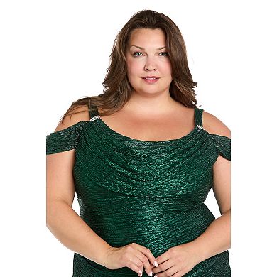 Plus Size R&M Richards Long Crinkle Pleated Dress