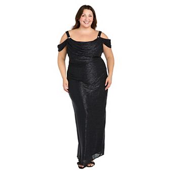 Plus Size R&M Richards Long Crinkle Pleated Dress