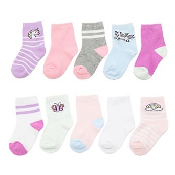 Baby & Toddler Girl Jumping Beans® 10-Pack Crew Socks