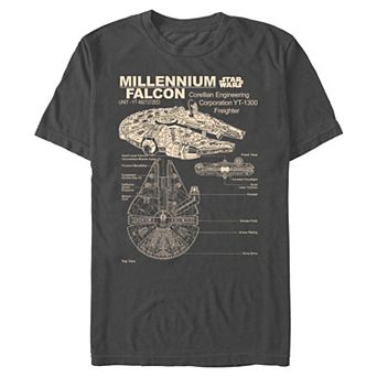 Men's Star Wars Millennium Falcon Blueprint Graphic Tee