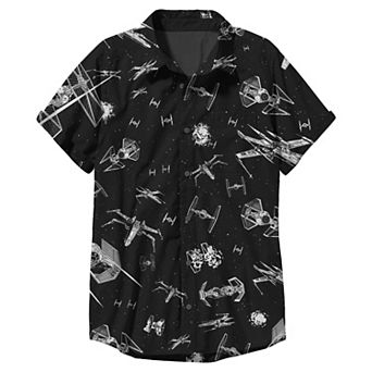 Men's Star Wars Spaceships Short Sleeve Button-Up Shirt