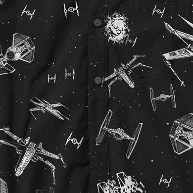 Men's Star Wars Spaceships Short Sleeve Button-Up Shirt