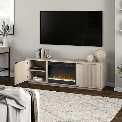 Finley & Sloane Mansfield Rectangular TV Stand with Built-In Crystal Fireplace
