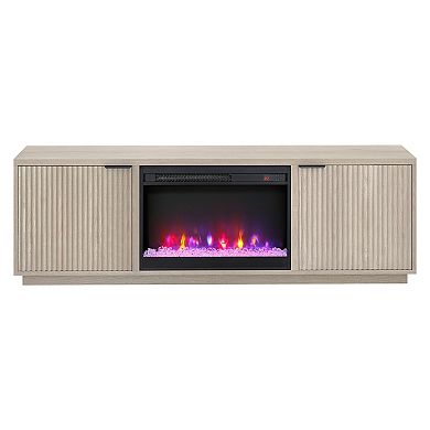 Finley & Sloane Mansfield Rectangular TV Stand with Built-In Crystal Fireplace