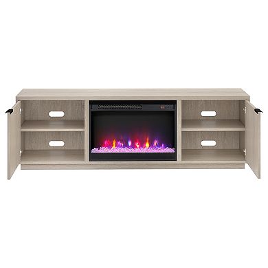 Finley & Sloane Mansfield Rectangular TV Stand with Built-In Crystal Fireplace