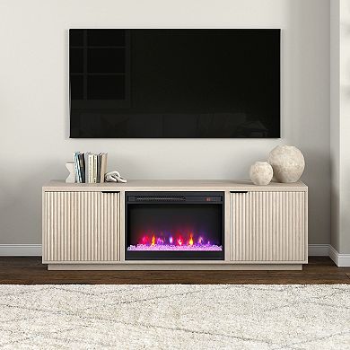 Finley & Sloane Mansfield Rectangular TV Stand with Built-In Crystal Fireplace