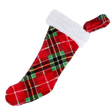 Weekending Juniors Girls Plaid Holiday Plush Pant with Stocking Set
