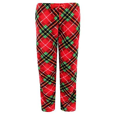 Weekending Juniors Girls Plaid Holiday Plush Pant with Stocking Set