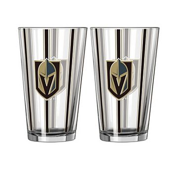 Logo Brands Vegas Golden Knights Two-Piece 16oz. Striped Pint Glass Set