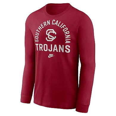 Men's Nike Cardinal USC Trojans Legacy Arched Logo Long Sleeve T-Shirt