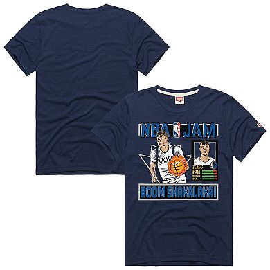 Unisex Homage Cooper Flagg Navy Dallas Mavericks NBA Jam Tri-Blend T-Shirt