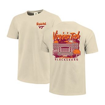 Men's Image One Natural Virginia Tech Hokies Comfort Colors Hand-Drawn Campus Stack T-Shirt