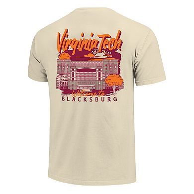 Men's Image One Natural Virginia Tech Hokies Comfort Colors Hand-Drawn Campus Stack T-Shirt