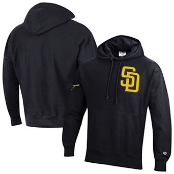 Men's Champion Black San Diego Padres Reverse Weave Chenille Hoodie