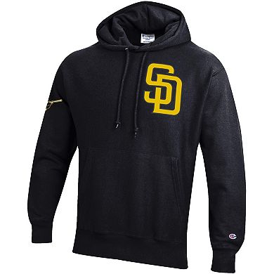 Men's Champion Black San Diego Padres Reverse Weave Chenille Hoodie