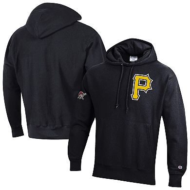 Men's Champion Black Pittsburgh Pirates Reverse Weave Chenille Hoodie