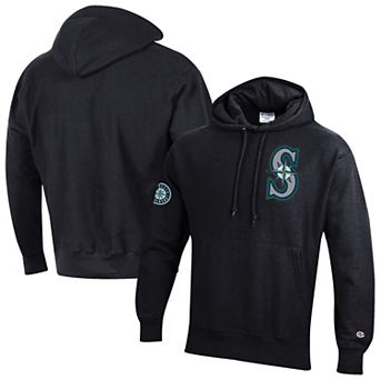 Men's Champion Black Seattle Mariners Reverse Weave Chenille Hoodie