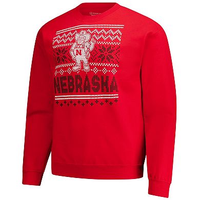Men's Red Nebraska Huskers Holiday Fleece Sweatshirt