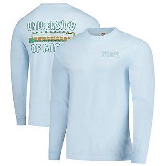 Men's Image One Light Blue Miami Hurricanes Frosted Dreams Comfort Colors Long Sleeve T-Shirt