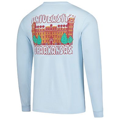 Men's Image One Light Blue Arkansas Razorbacks Frosted Dreams Comfort Colors Long Sleeve T-Shirt