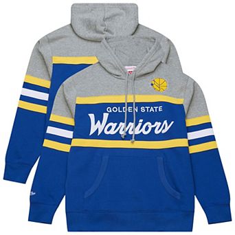 Men's Mitchell & Ness Royal/Gray Golden State Warriors Head Coach Hoodie