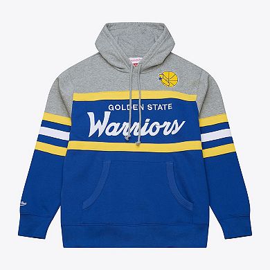 Men's Mitchell & Ness Royal/Gray Golden State Warriors Head Coach Hoodie