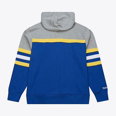 Men's Mitchell & Ness Royal/Gray Golden State Warriors Head Coach Hoodie