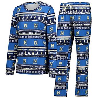 Women's Concepts Sport Navy Navy Midshipmen Ugly Sweater Holiday Long Sleeve Top & Pants Sleep Set
