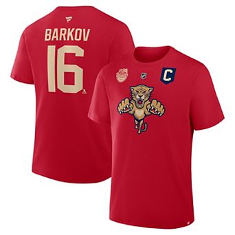 Men's Fanatics Aleksander Barkov Red Florida Panthers 2026 NHL Winter Classic Authentic Stack Name & Number T-Shirt