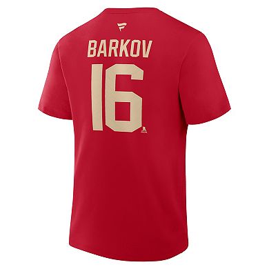 Men's Fanatics Aleksander Barkov Red Florida Panthers 2026 NHL Winter Classic Authentic Stack Name & Number T-Shirt
