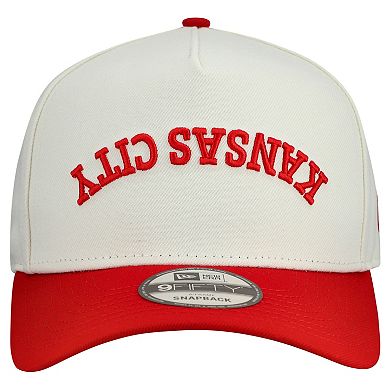 Men's New Era Cream Kansas City Chiefs Upside Down 9FIFTY A-Frame Snapback Hat