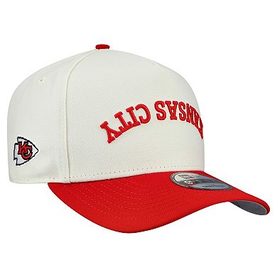 Men's New Era Cream Kansas City Chiefs Upside Down 9FIFTY A-Frame Snapback Hat
