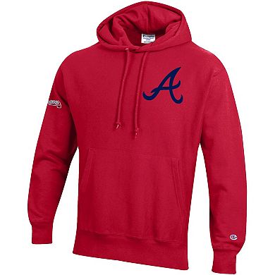Men's Champion Scarlet Atlanta Braves Reverse Weave Chenille Hoodie