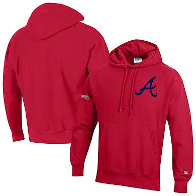 Men's Champion Scarlet Atlanta Braves Reverse Weave Chenille Hoodie