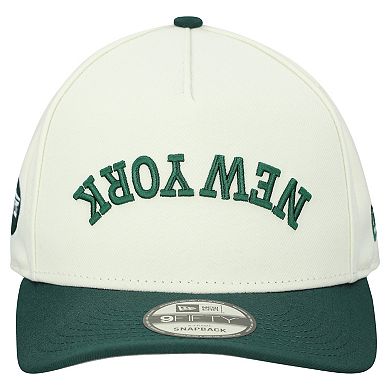 Men's New Era Cream New York Jets Upside Down 9FIFTY A-Frame Snapback Hat