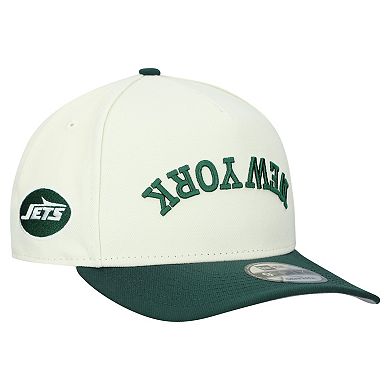Men's New Era Cream New York Jets Upside Down 9FIFTY A-Frame Snapback Hat
