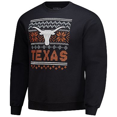 Men's Black Texas Longhorns Holiday Fleece Sweatshirt