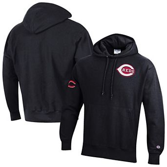 Men's Champion Black Cincinnati Reds Reverse Weave Chenille Hoodie