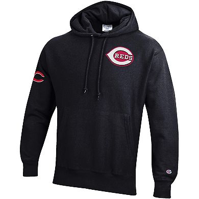 Men's Champion Black Cincinnati Reds Reverse Weave Chenille Hoodie
