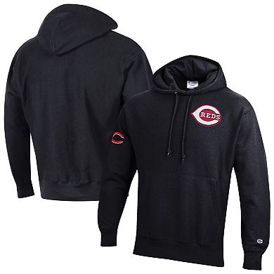 Men's Champion Black Cincinnati Reds Reverse Weave Chenille Hoodie