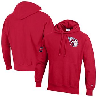 Men's Champion Scarlet Cleveland Guardians Reverse Weave Chenille Hoodie