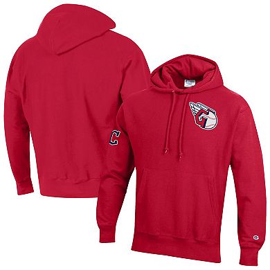 Men's Champion Red Cleveland Guardians Reverse Weave Chenille Hoodie