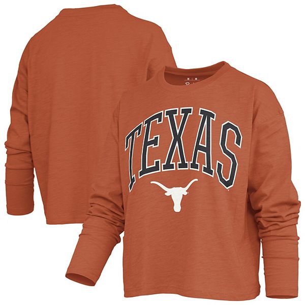 Women's Pressbox Texas Orange Texas Longhorns Motley Boxy Waist-Length Long Sleeve T-Shirt
