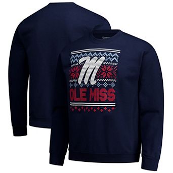 Men's Navy Ole Miss Rebels Holiday Fleece Sweatshirt