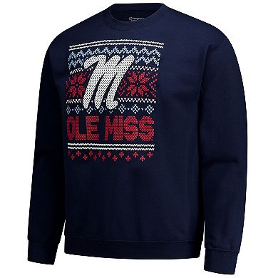Men's Navy Ole Miss Rebels Holiday Fleece Sweatshirt