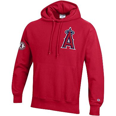 Men's Champion Scarlet Los Angeles Angels Reverse Weave Chenille Hoodie